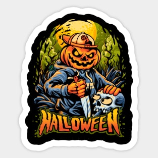 Halloween pumpkin head terror Sticker